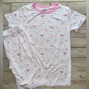 Bubble Baby Flamingo Print short Sleeve Pajamas in White / Pink Size 8 yr VVGUC